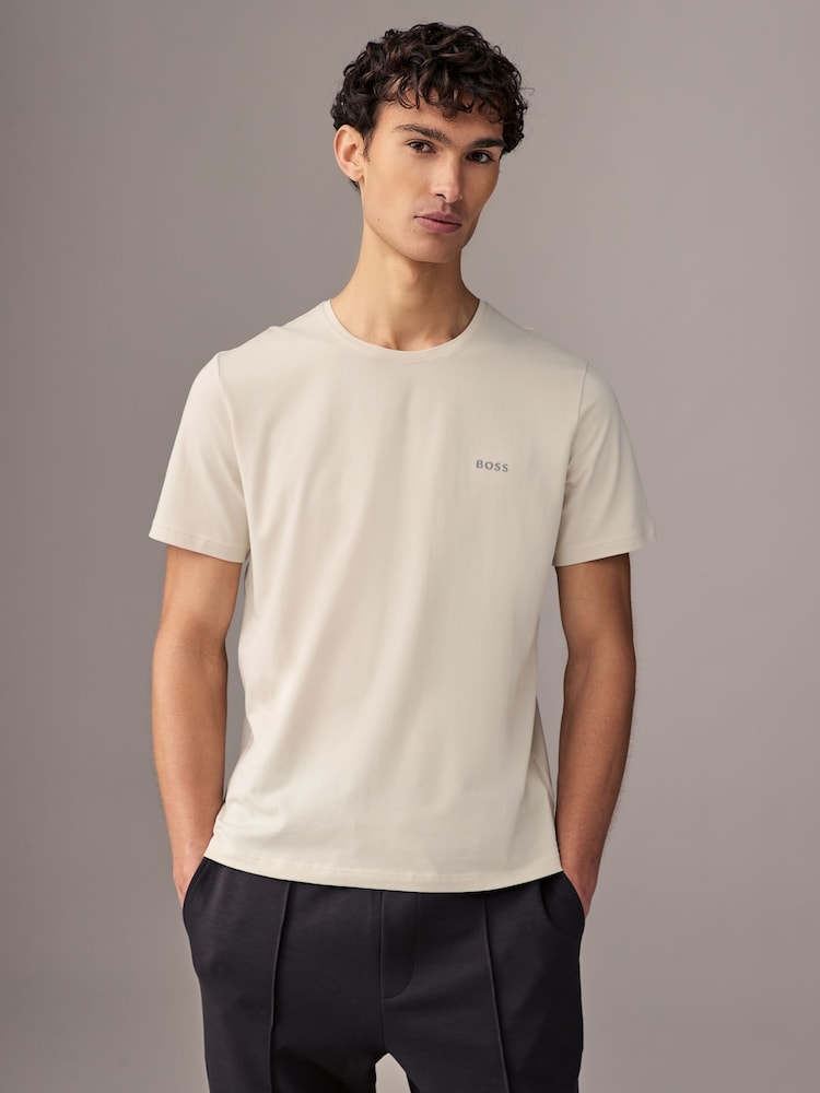 BOSS White Regular Fit Stretch-Cotton T-Shirt - Image 1 of 4