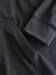 HUGO Black Hugo Logo Print Stretch Cotton Relaxed Fit Hoodie - Image 4 of 4