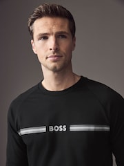 BOSS Black Stripe Terry 100% Cotton Sweatshirt - Image 3 of 4