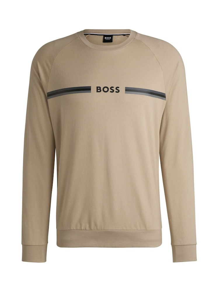 BOSS Natural Stripe Terry 100% Cotton Sweatshirt - Image 1 of 1