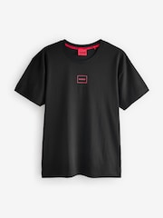 HUGO Black Relaxed Fit Logo Print Stretch Cotton T-Shirt - Image 1 of 4