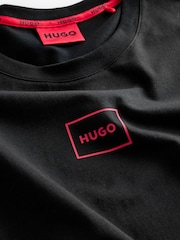 HUGO Black Relaxed Fit Logo Print Stretch Cotton T-Shirt - Image 3 of 4