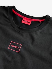 HUGO Black Relaxed Fit Logo Print Stretch Cotton T-Shirt - Image 4 of 4