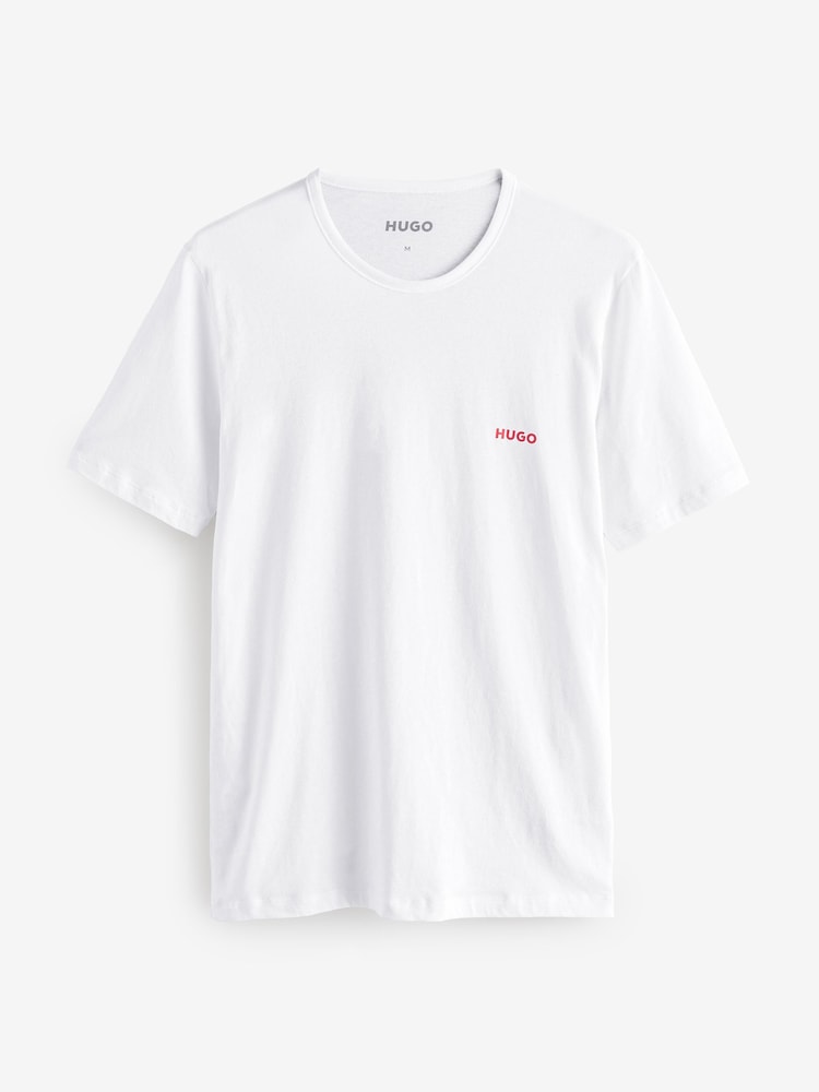 HUGO Black/White/Pink Regular Fit 100% Cotton Jersey T-Shirts 3 Pack - Image 7 of 9