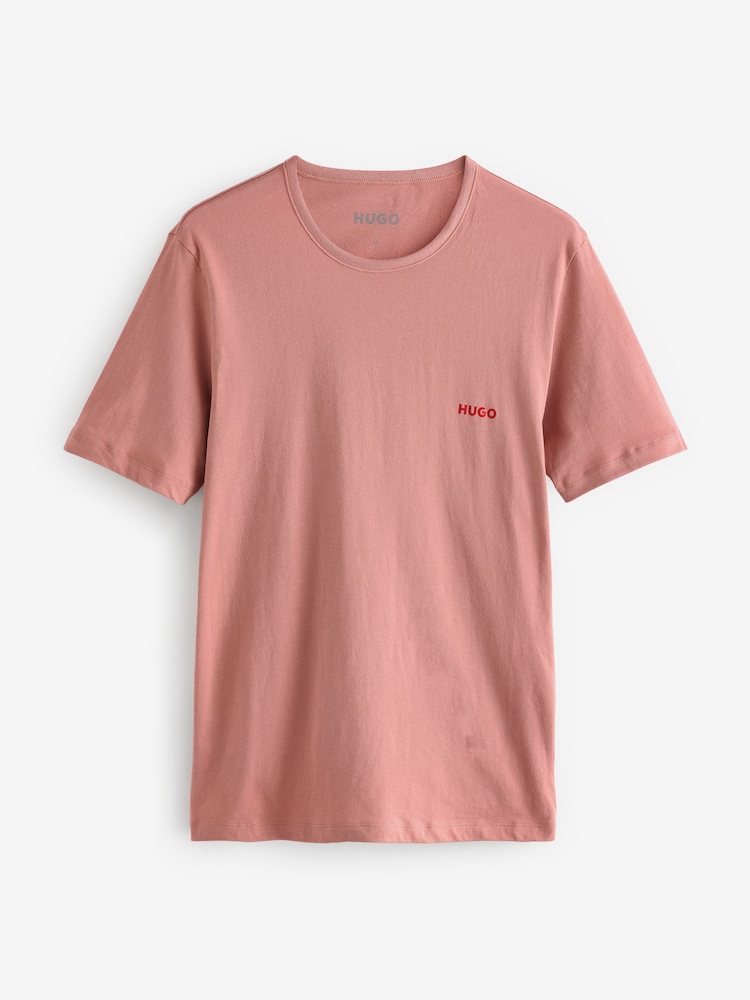 HUGO Black/White/Pink Regular Fit 100% Cotton Jersey T-Shirts 3 Pack - Image 8 of 9