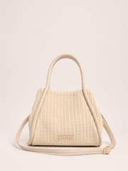 Lipsy Cream Medium Weave Shopper Tote Bag - Image 5 of 7