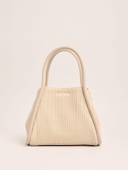 Lipsy Cream Medium Weave Shopper Tote Bag - Image 6 of 7