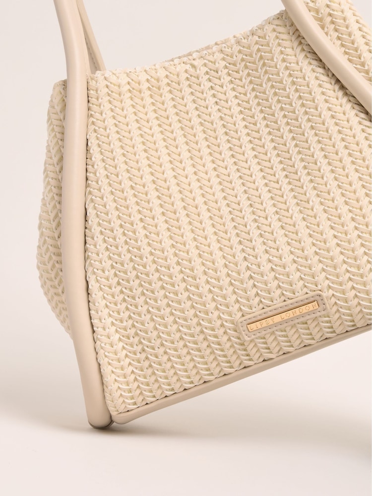 Lipsy Cream Medium Weave Shopper Tote Bag - Image 7 of 7