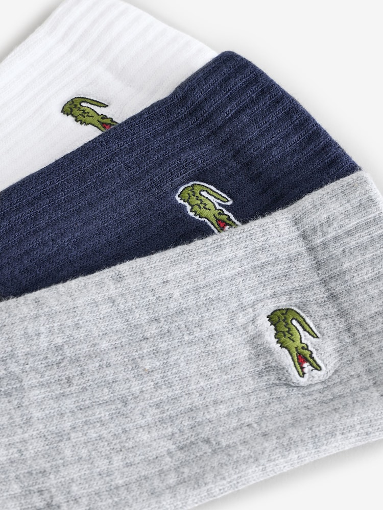 Lacoste Black/White Logo Socks 3 Pack - Image 5 of 5