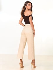 Lipsy Ecru Petite Crop Wide Leg Jeans - Image 4 of 5