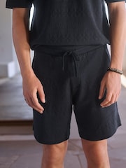 Noir - Short en jersey texturé - Image 1 de 8