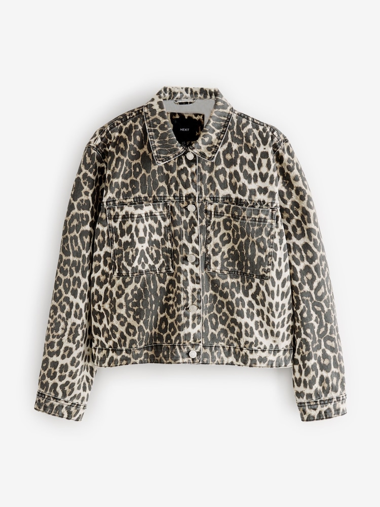Imprimé Léopard - 100Veste en jean boxy en coton (%) - Image 6 of 8
