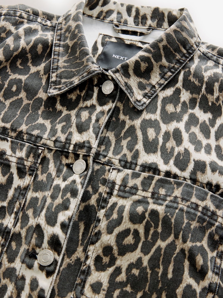 Imprimé Léopard - 100Veste en jean boxy en coton (%) - Image 7 of 8