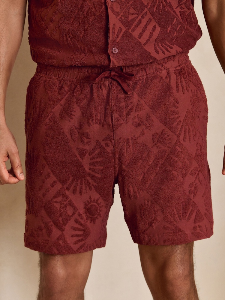Rust Red 100% Cotton Towel Shorts - Image 1 of 8