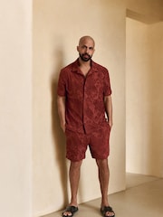Rust Red 100% Cotton Towel Shorts - Image 2 of 8