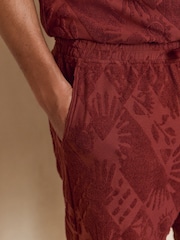 Rust Red 100% Cotton Towel Shorts - Image 4 of 8