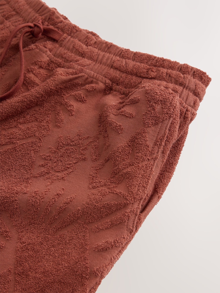 Rust Red Patterned Towel Jersey Shorts - Image 6 of 8