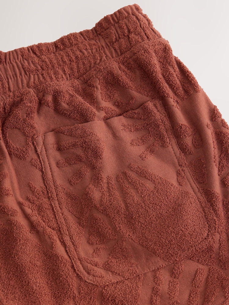 Rust Red Patterned Towel Jersey Shorts - Image 7 of 8