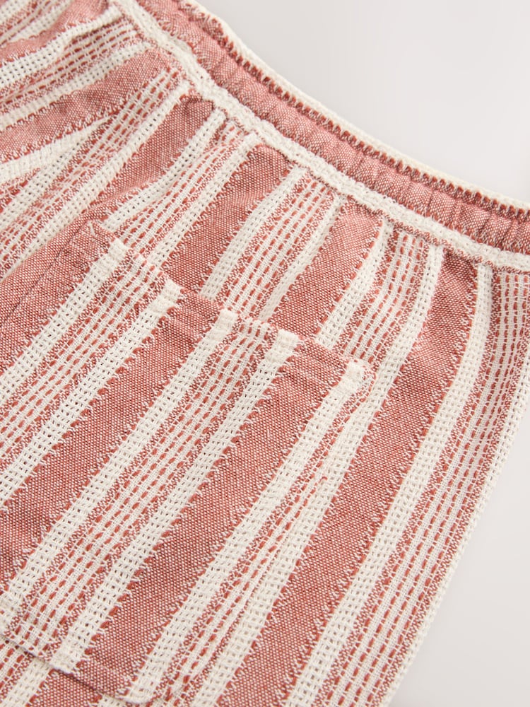 Naranja teja - 100% Cotton Elasticated Waist Textured Stripe Shorts - Imagen 9 de 9