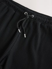 Negru - Pantaloni scurți texturați Dungă Jerseu - Imaginea 10 din 10