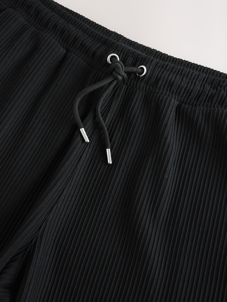 Negru - Pantaloni scurți texturați Dungă Jerseu - Imaginea 10 din 10