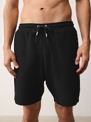 Negru - Pantaloni scurți texturați Dungă Jerseu - Imaginea 4 din 10