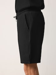 Negru - Pantaloni scurți texturați Dungă Jerseu - Imaginea 5 din 10