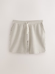 Neutral Textured Geometric Pattern Jersey Shorts - Image 6 of 9