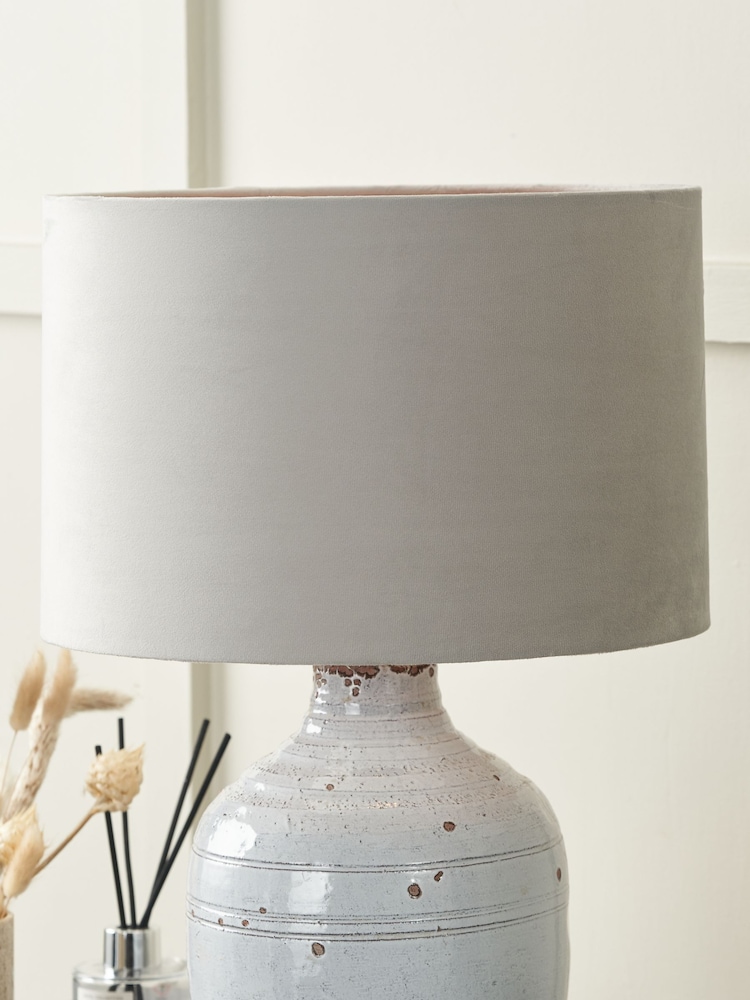 Pacific Lifestyle Grey Rene Velvet Cylinder Shade - Image 1 of 5