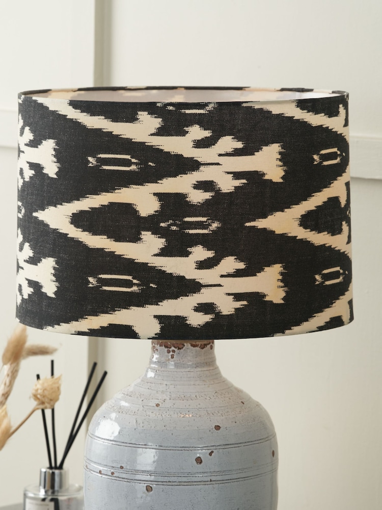 Pacific Lifestyle Black Lars Ikat Patterned Cylinder Shade - Image 1 of 5