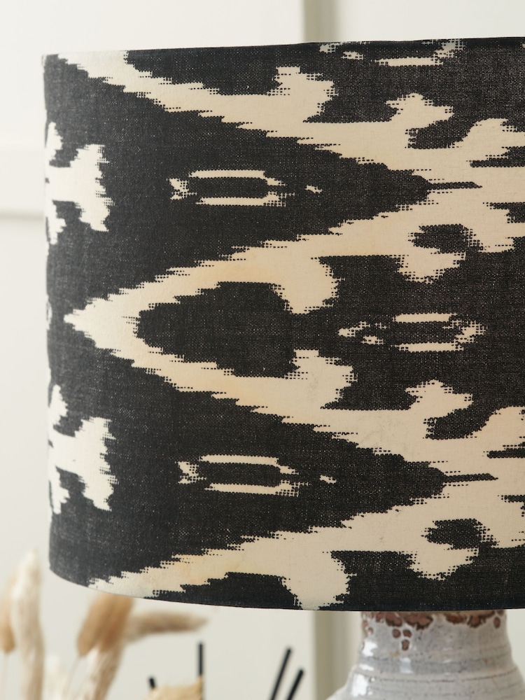 Pacific Lifestyle Black Lars Ikat Patterned Cylinder Shade - Image 2 of 5