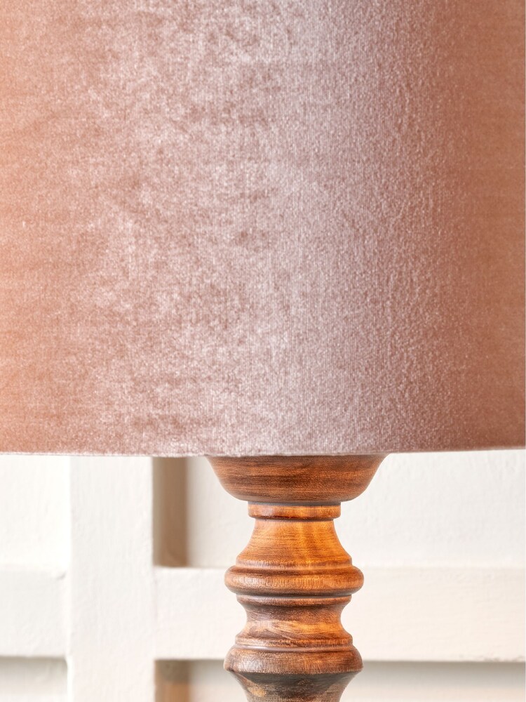 Pacific Lifestyle Apricot Bow Velvet Cylinder Shade - Image 7 of 7 Pacific Lifestyle Apricot Bow Velvet Cylinder Shade - Image 7 of 7