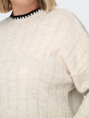 ONLY Curve Cream Contrast Stitch Knitted Pullover Jumper - Image 3 of 6