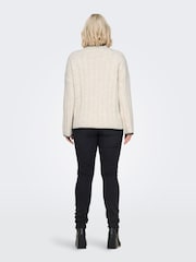 ONLY Curve Cream Contrast Stitch Knitted Pullover Jumper - Image 4 of 6