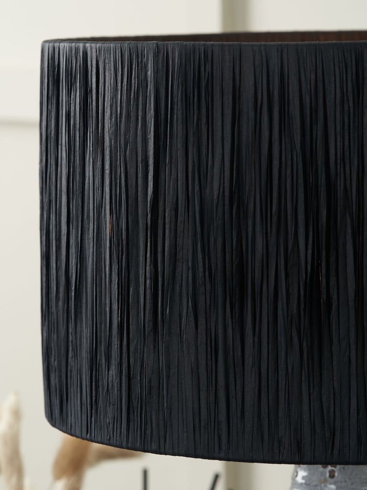 Pacific Lifestyle Black Tilia Raffia Cylinder Shade - Image 2 of 5 Pacific Lifestyle Black Tilia Raffia Cylinder Shade - Image 2 of 5