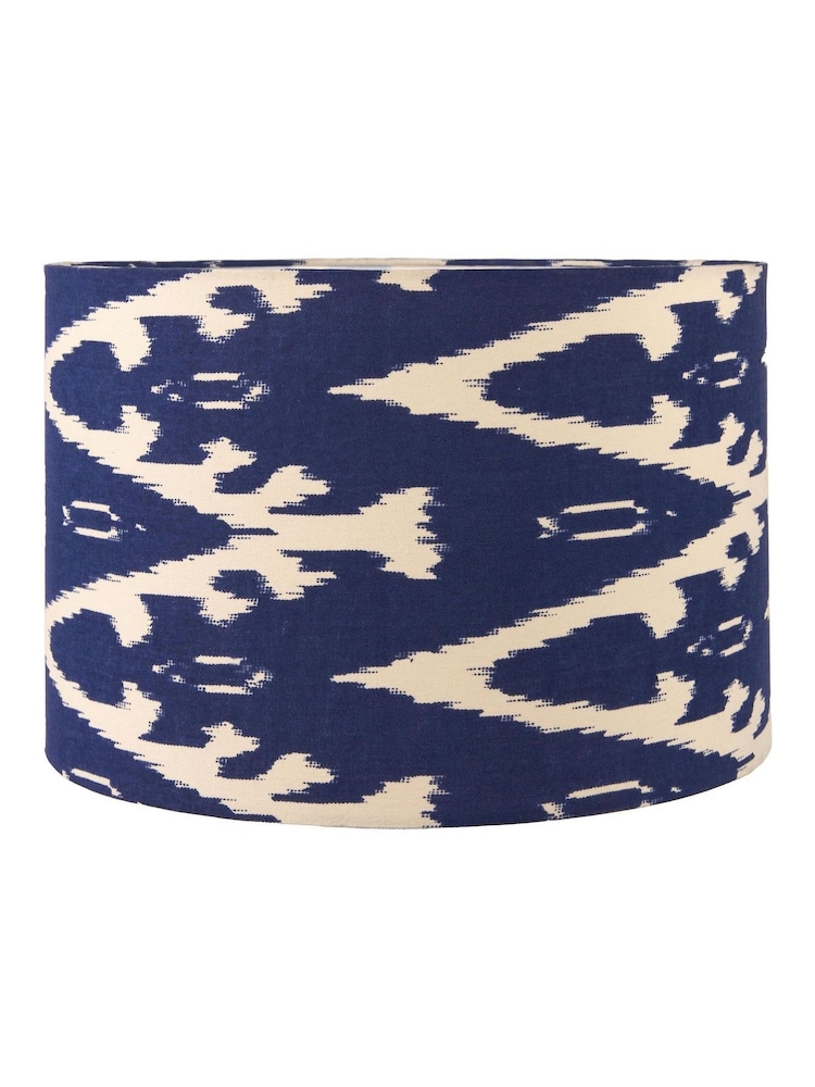 Pacific Lifestyle Ocean Blue Lars Ikat Patterned Cylinder Shade - Image 1 of 2 Pacific Lifestyle Ocean Blue Lars Ikat Patterned Cylinder Shade - Image 1 of 2