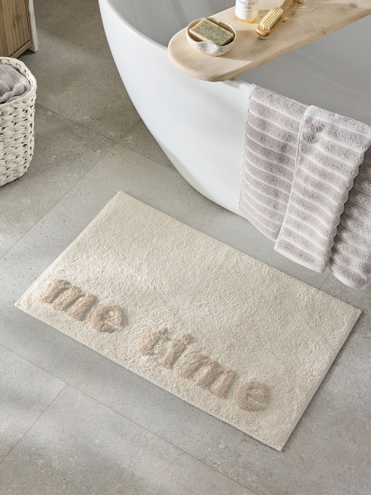 Natural Me Time Slogan 100% Cotton Bathmat - Image 1 of 4