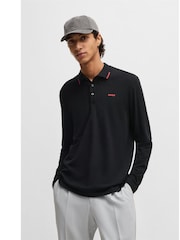 HUGO Black Logo Detail 100% Cotton Piqué Polo Shirt - Image 1 of 5