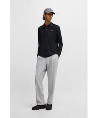 HUGO Black Logo Detail 100% Cotton Piqué Polo Shirt - Image 3 of 5