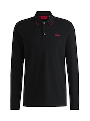 HUGO Black Logo Detail 100% Cotton Piqué Polo Shirt - Image 5 of 5