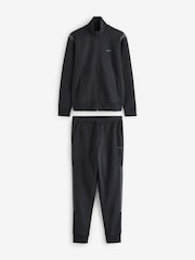 Черный - BOSS Stripe Insert Stretch Zip Neck Sweatshirt and Joggers Tracksuit Set - Image 5 of 7