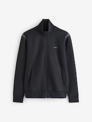 Черный - BOSS Stripe Insert Stretch Zip Neck Sweatshirt and Joggers Tracksuit Set - Image 6 of 7