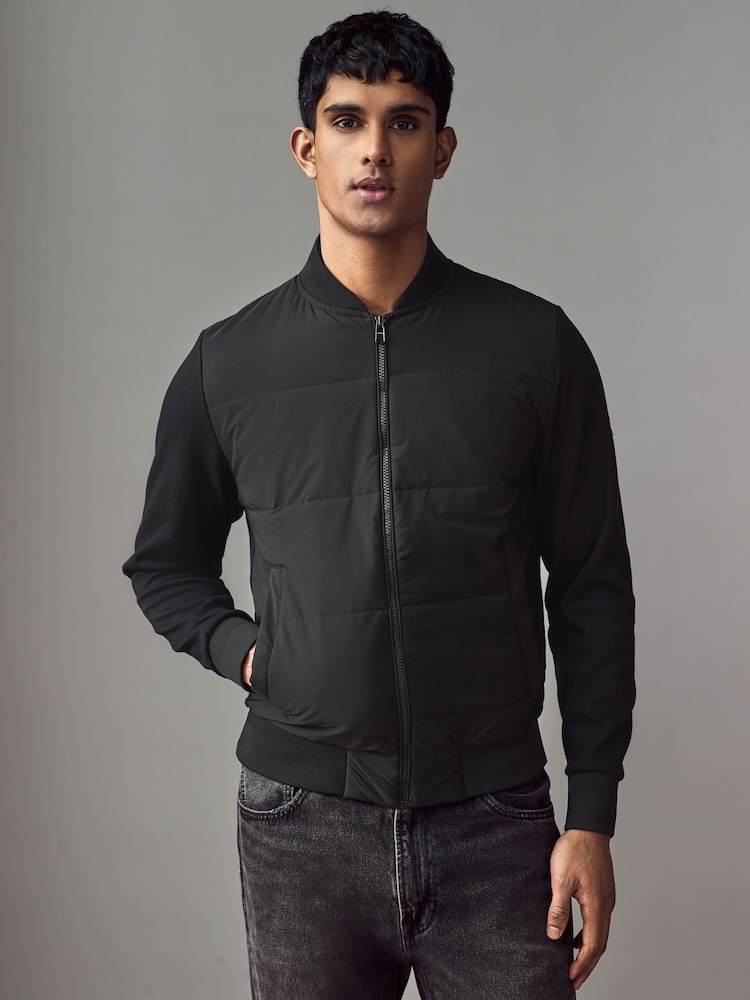 BOSS Black Mercerised Cotton Zip-Up Padded Sweatshirt - Image 1 of 5 BOSS Black Mercerised Cotton Zip-Up Padded Sweatshirt - Image 1 of 5
