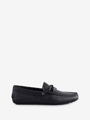 BOSS Black Grain Pebbled Leather Drivers Moccasins - Image 1 of 4