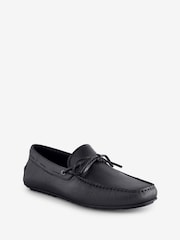 BOSS Black Grain Pebbled Leather Drivers Moccasins - Image 2 of 4