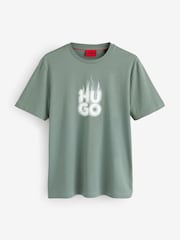 HUGO Green Stacked Smoke Logo 100% Cotton Jersey T-Shirt - Image 3 of 3