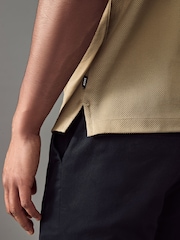 BOSS Natural Regular Fit Zip Placket Structured Polo Shirt - Image 4 of 5