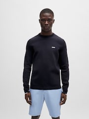 BOSS Navy Logo Cotton Blend Jumper - Image 1 of 10