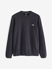BOSS Navy Logo Cotton Blend Jumper - Image 10 of 10