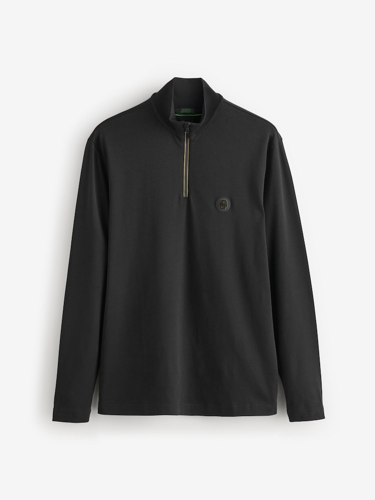 BOSS Black Piraq Quarter Zip 100% Cotton Polo Shirt - Image 4 of 4